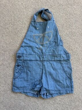 Emile et Ida Denim Blue Smile Halter Romper